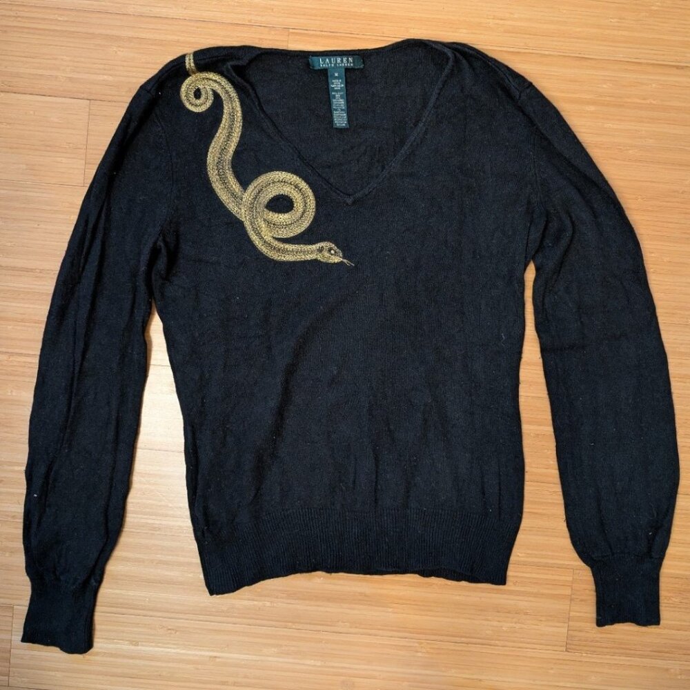 Ralph Lauren Silk+Cashmere Snake Sweater, sz M